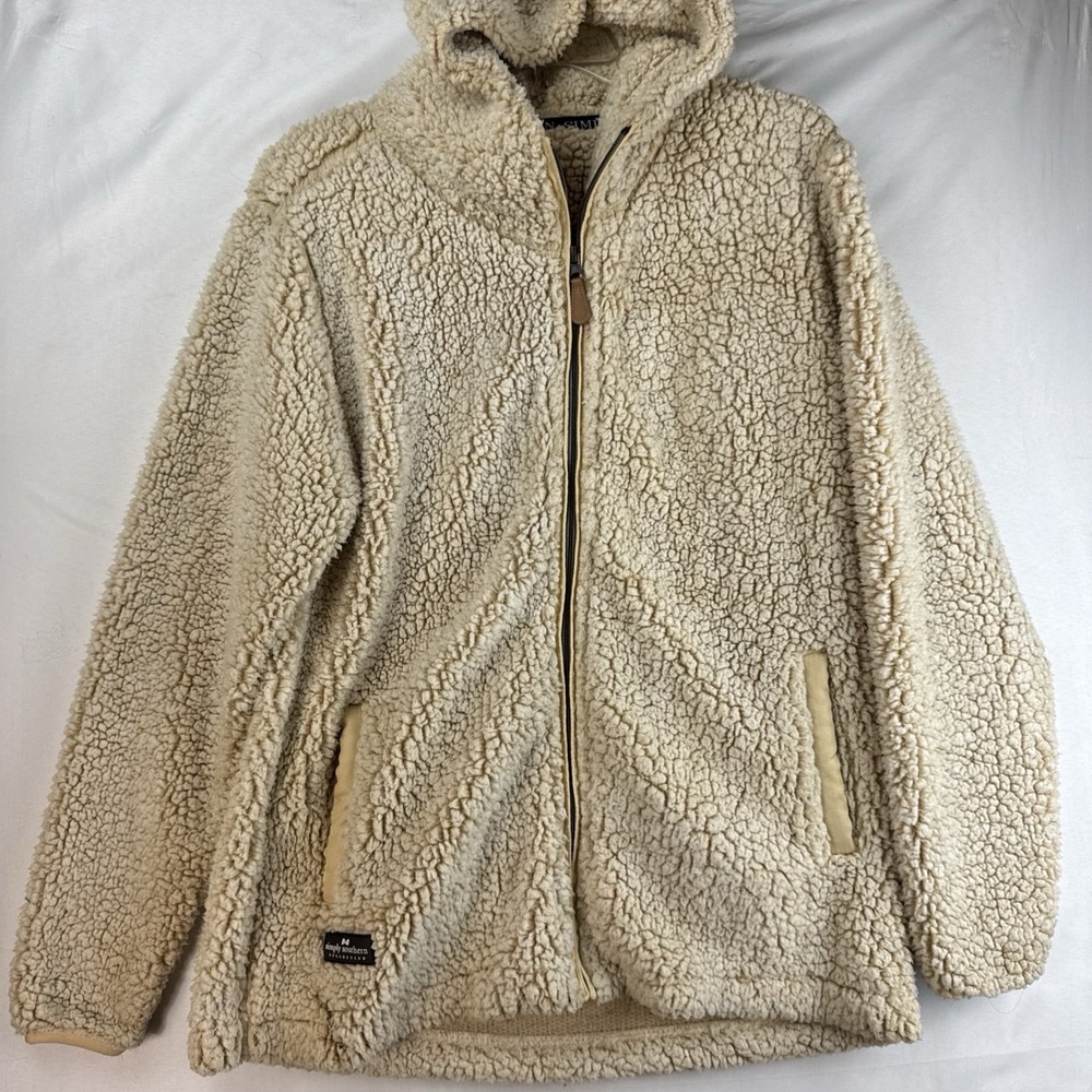 Simply Southern Sherpa Full Zip Womens Size S Beige Jacket Fleece Hoodie